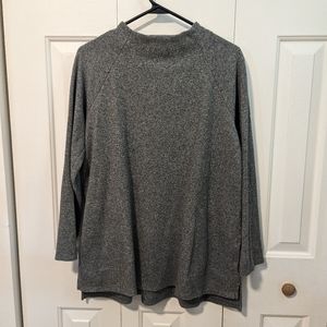 J Jill brand charcoal grey cowl neck sweater with pockets .